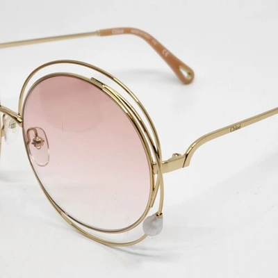 Pre-owned Chloé Limited Edition Chloe Carlina W/ Pearl 58mm Sunglasses Gold Gradient Rare Find In Gradient Peach