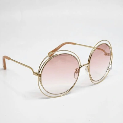Pre-owned Chloé Limited Edition Chloe Carlina W/ Pearl 58mm Sunglasses Gold Gradient Rare Find In Gradient Peach