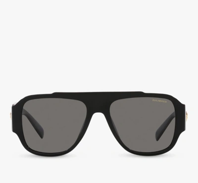 Pre-owned Versace Sunglasses Ve4436u Gb181 57mm Black / Dark Grey Polarized Lens In Gray