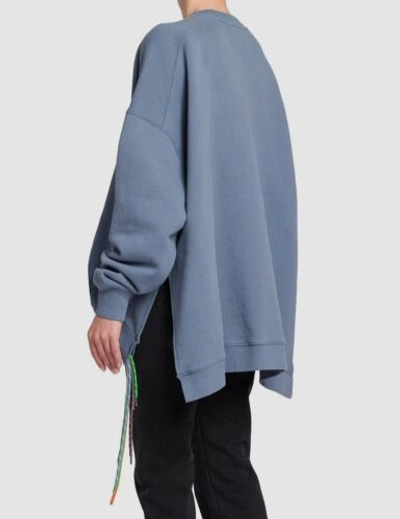 Pre-owned Ambush $730  Women's Blue Cotton Long-sleeve Drawstring Sweatshirt Sweater Size S