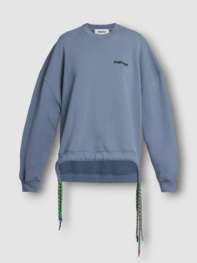 Pre-owned Ambush $730  Women's Blue Cotton Long-sleeve Drawstring Sweatshirt Sweater Size S