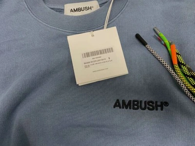 Pre-owned Ambush $730  Women's Blue Cotton Long-sleeve Drawstring Sweatshirt Sweater Size S