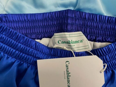 Pre-owned Casablanca $710  Men's Blue Ombré Silk Drawstring Shorts Size Xxl