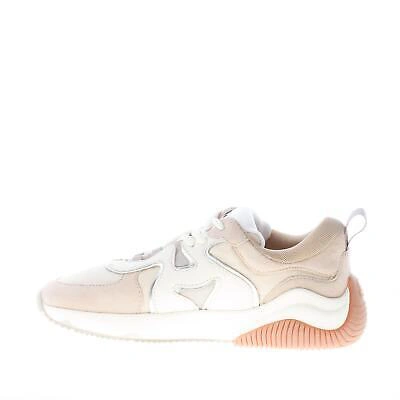 Pre-owned Hogan Women Shoes H597 Sneaker In Beige Suede And Tech Fabric With Ivory
