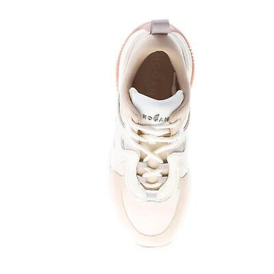 Pre-owned Hogan Women Shoes H597 Sneaker In Beige Suede And Tech Fabric With Ivory
