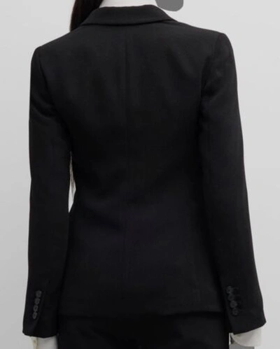 Pre-owned Emporio Armani $695  Women's Black Textured Blazer Suit Jacket Size It 40/us 4