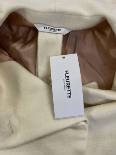 Pre-owned Fleurette $1895  Women's Ivory Belted Long Cashmere-wool Coat Jacket Size 12 In White