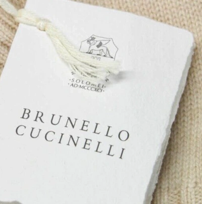 Pre-owned Brunello Cucinelli $3350  100% Cashmere Sweater W/suede Patches 50/ 40us A232 In Beige