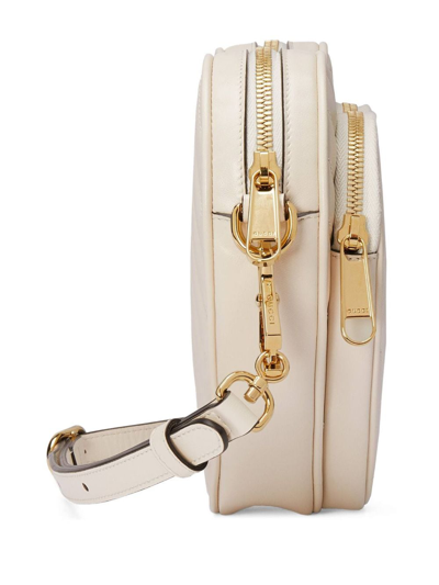 Shop Gucci Interlocking G Mini Heart Shoulder Bag In White