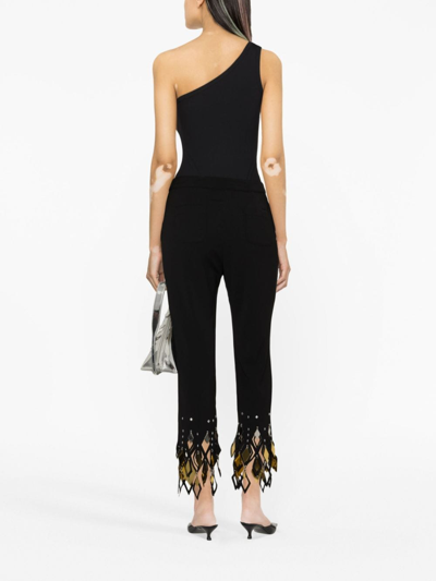 Shop Paco Rabanne Studded-ankles Cropped Trousers In Black