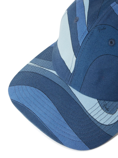 Shop Pucci Wave-print Cotton Cap In Blue