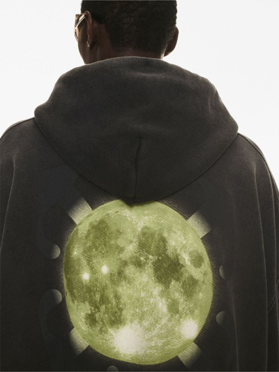 Shop Off-white Super Moon Cotton Hoodie In Black