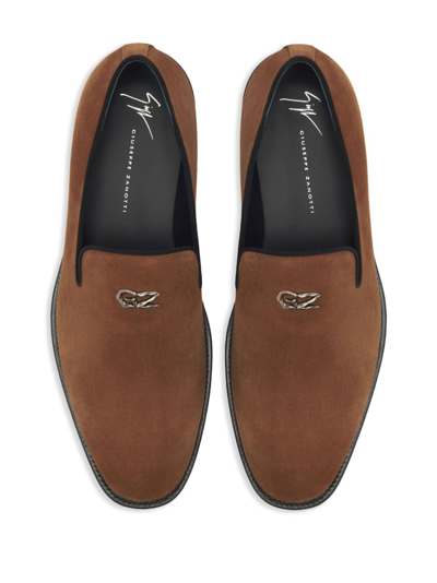 Shop Giuseppe Zanotti Imrham Leather Loafers In Brown