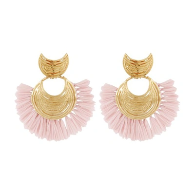 Shop Gas Bijoux Luna Mini Raphia Earrings In Baby_pink