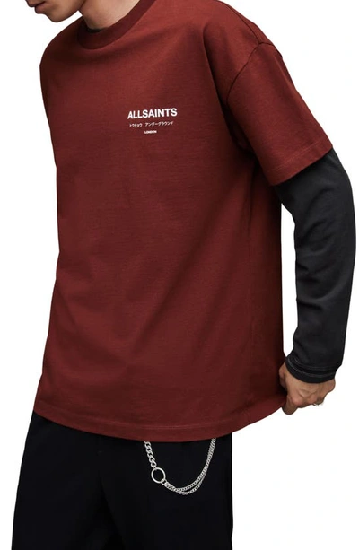 Shop Allsaints Underground Oversize Graphic T-shirt In Amarone Red