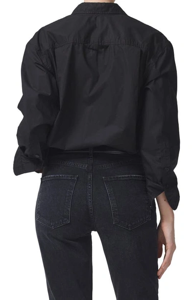 Shop Citizens Of Humanity Kayla Shrunken Poplin Button-up Shirt In Black