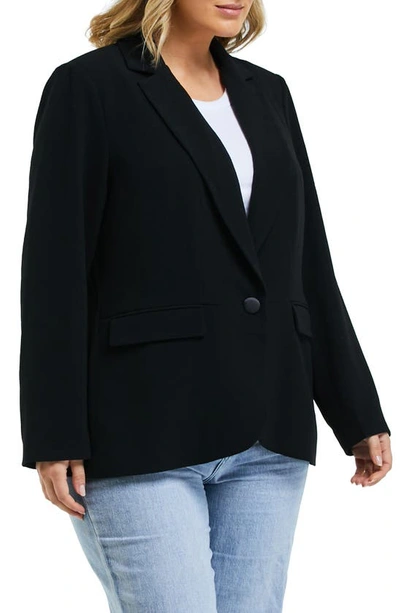 Estelle Megan One-button Crepe Blazer In Black