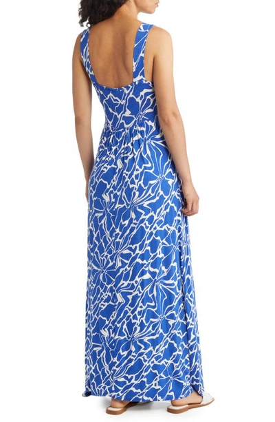 Loveappella Empire Waist Jersey Maxi Dress In Electric Blue