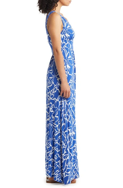 Loveappella Empire Waist Jersey Maxi Dress In Electric Blue
