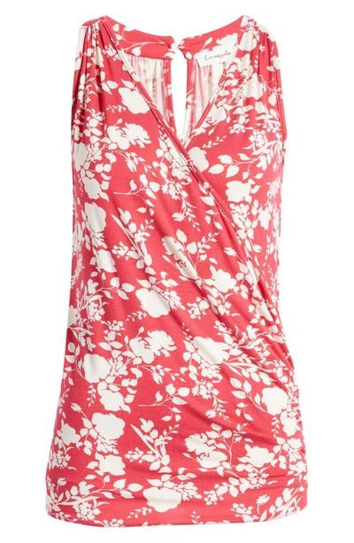 Shop Loveappella Print Faux Wrap Tank In Magenta/ Ivory