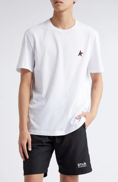 Shop Golden Goose Small Star Cotton Logo Graphic T-shirt In Optic White/ Windsor Wine