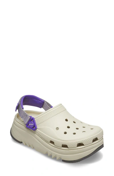 Shop Crocs Classic Hiker Xscape Slingback Platform Clog In Bone/ Neon Purple