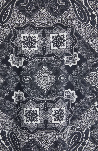 Moncler Bandana Print Stretch Cotton Camp Shirt In Black