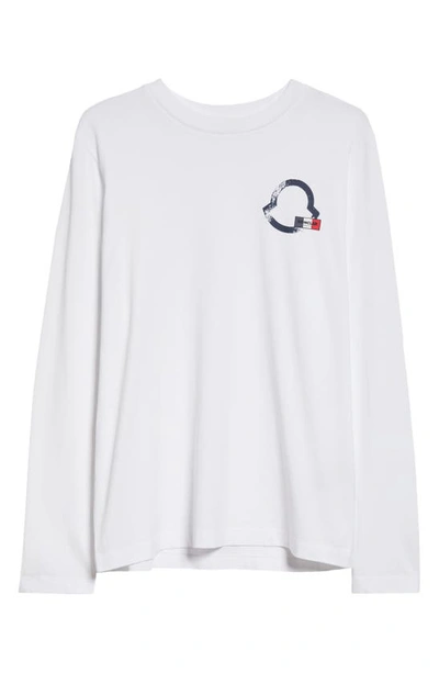 Shop Moncler Logo Long Sleeve Graphic T-shirt In White