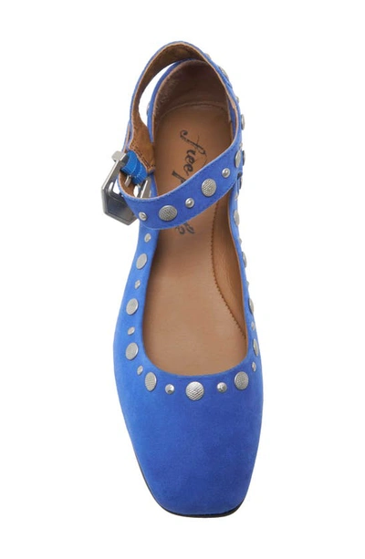 Shop Free People Mystic Mary Jane Flats In Electric Blue Suede