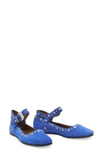Shop Free People Mystic Mary Jane Flats In Electric Blue Suede