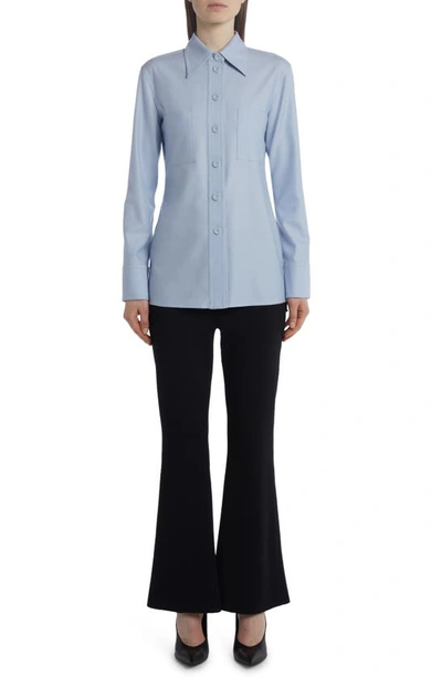 Shop Stella Mccartney Wool Button-up Shirt In 4859 Baby Blue