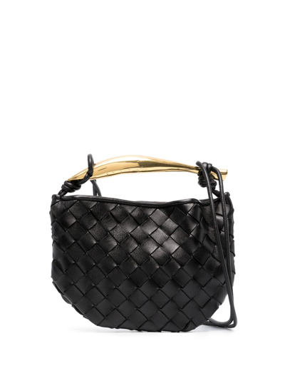 Shop Bottega Veneta Sardine Mini Leather Crossbody Bag In Black