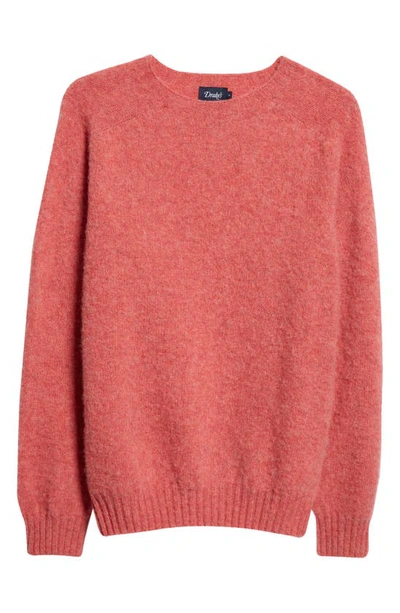 Shop Drake's Brushed Wool Crewneck Sweater In Rosebud