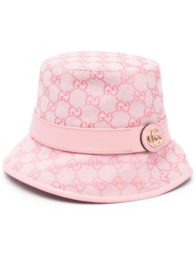 Shop Gucci Pink Gg Supreme Bucket Hat
