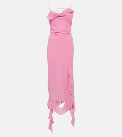 Shop Acne Studios Ruffle-trimmed Midi Dress In Pink