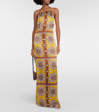 Shop Nili Lotan Rigel Printed Silk Maxi Dress In Multicoloured