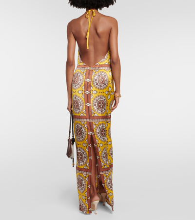 Shop Nili Lotan Rigel Printed Silk Maxi Dress In Multicoloured