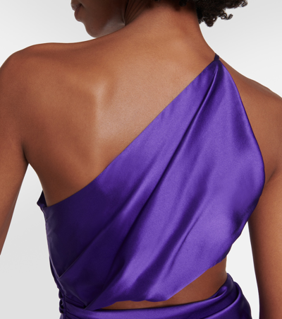 Shop The Sei One-shoulder Cutout Silk Midi Dress In Purple