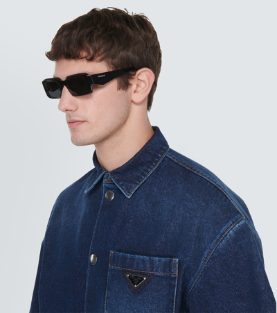 Prada Symbole Rectangular Sunglasses In Black