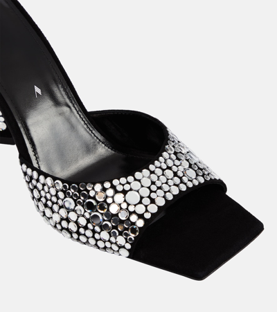 Attico Devon 115 Embellished Suede Mules In Black