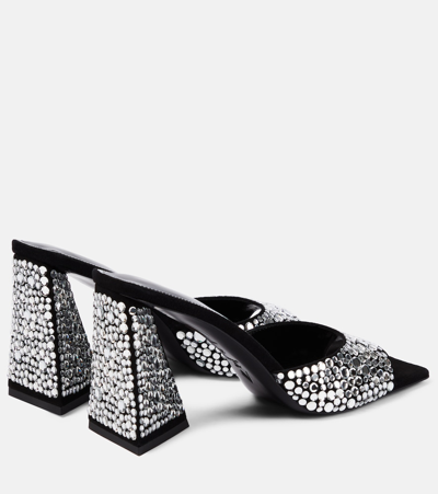 Attico Devon 115 Embellished Suede Mules In Black