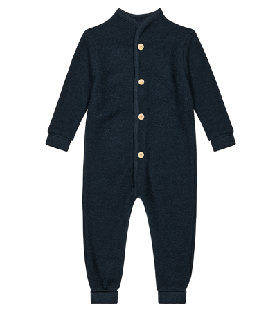 Shop Molo Baby Umar Wool Playsuit In Blue