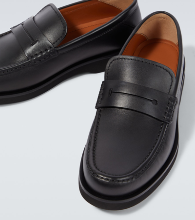 Zegna X-lite Leather Loafers In Black