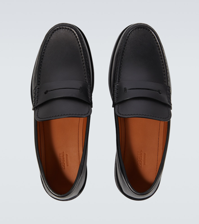 Zegna X-lite Leather Loafers In Black