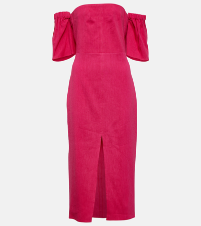 Isabel Marant Stony Off-shoulder Hemp Midi Dress In Pink
