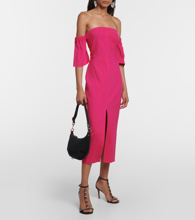 Shop Isabel Marant Stony Off-shoulder Midi Dress In Pink