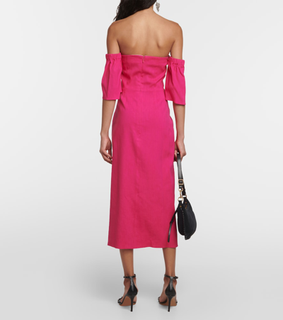 Isabel Marant Stony Off-shoulder Hemp Midi Dress In Pink