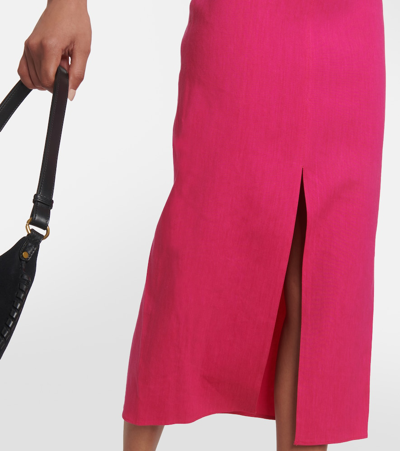 Isabel Marant Stony Off-shoulder Hemp Midi Dress In Pink