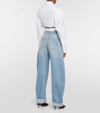 Alaïa Cropped Cotton Poplin Shirt In White