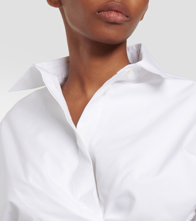 Shop Alaïa Cropped Cotton Poplin Shirt In White